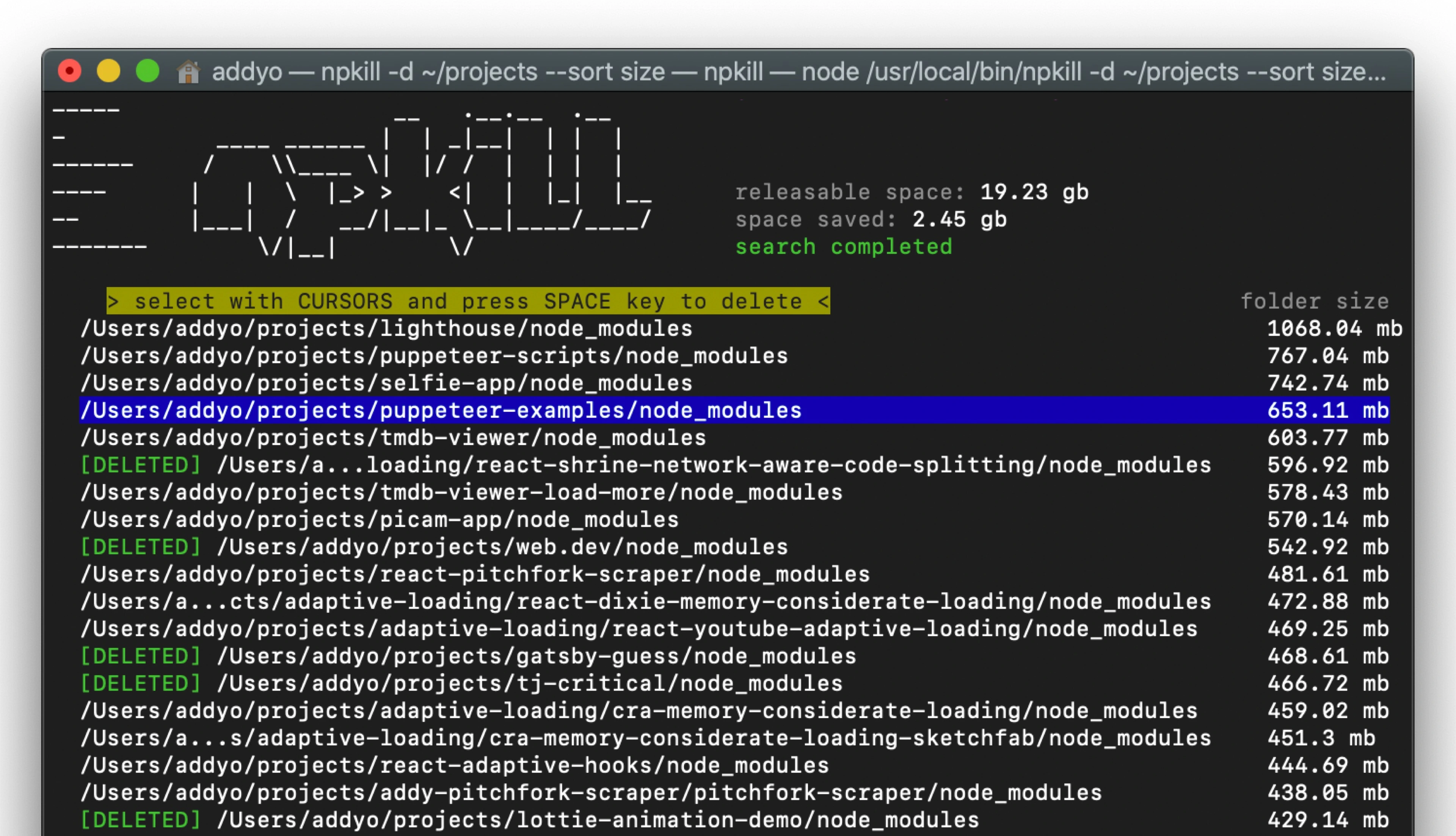 npkill清理老旧node_modules文件夹 配图 1